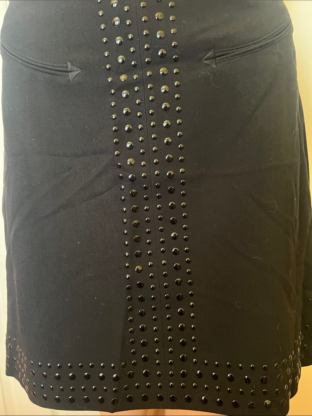 Ariat Black Mini Skirt with Studded Center Panel and Western faux Pockets Sz2 - Picture 3 of 10